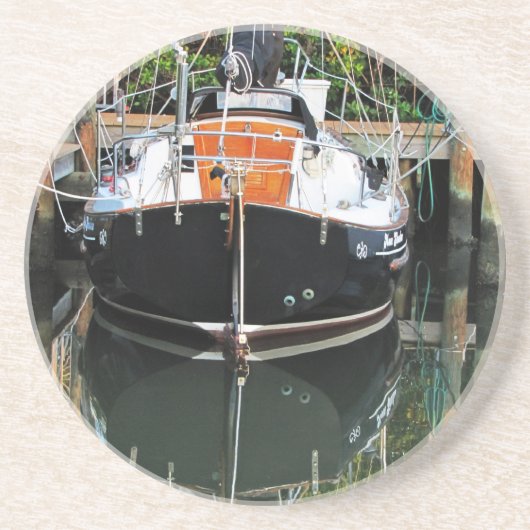 Segelboot in Slip Sandstone Untersetzer (Vorne)