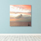 Segelboot in Sunset Beautiful Pink Seascape Leinwanddruck (Insitu (Holzboden))
