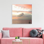 Segelboot in Sunset Beautiful Pink Seascape Leinwanddruck (Insitu (Wohnzimmer))