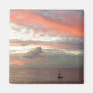 Segelboot in Sunset Beautiful Pink Seascape Magnet