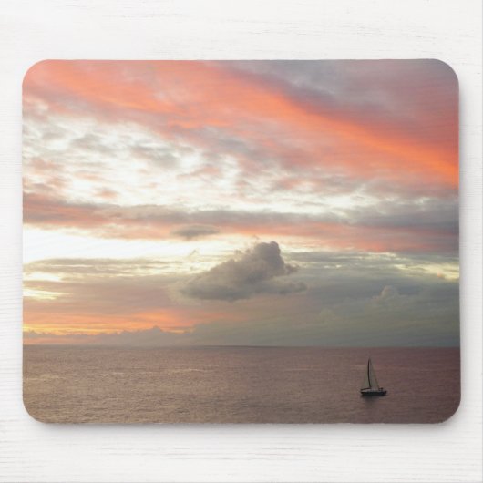 Segelboot in Sunset Beautiful Pink Seascape Mousepad (Vorne)