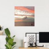Segelboot in Sunset Beautiful Pink Seascape Poster (Heimbüro)