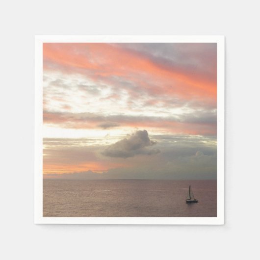 Segelboot in Sunset Beautiful Pink Seascape Serviette (Vorderseite)