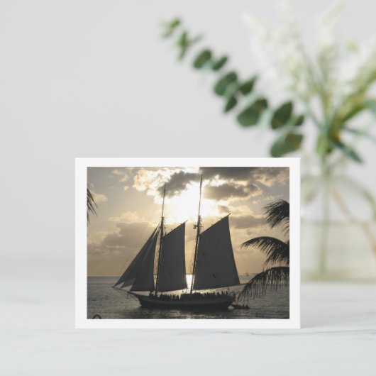 Segelboot in Sunset Postkarte (Stehend Vorderseite)