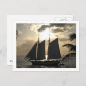 Segelboot in Sunset Postkarte (Vorne/Hinten)
