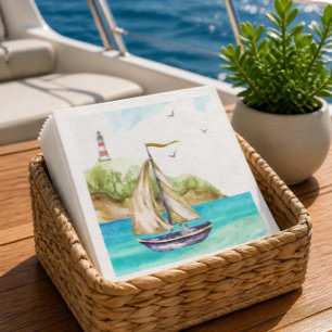 Segelboot in türkisfarbenen Ozean Servietten