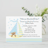 Segelboot-Jungen-Babyparty-Einladung Einladung (Stehend Vorderseite)