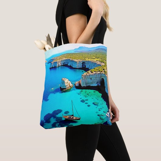 Segelboot-Kliffseite-Sanctuary-Kunst Tasche (Von Nahem)