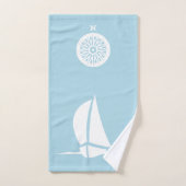 Segelboot & Kompass in hellblau Badhandtuch Set (Handtuch)