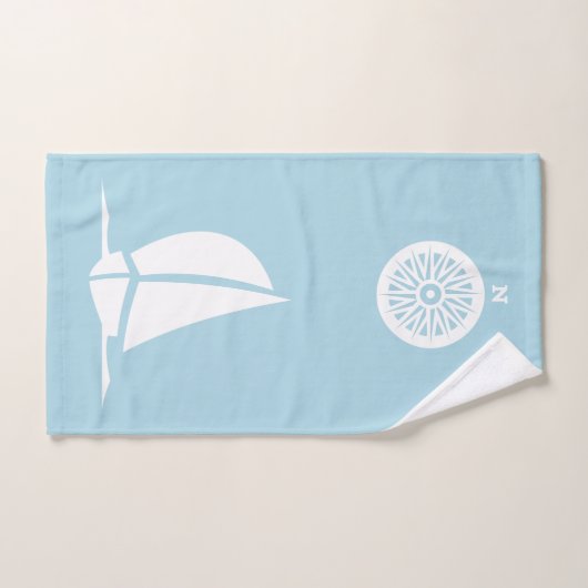 Segelboot & Kompass in hellblau Badhandtuch Set (Handtuch)