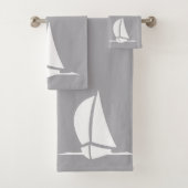 Segelboot & Kompass - silberfarbenes Badetuch Set (Insitu)