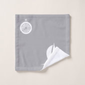 Segelboot & Kompass - silberfarbenes Badetuch Set (Waschlappen)