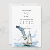 Segelboot Kreuzfahrt mit Seagull Ocean Wedding Einladung (Vorderseite)