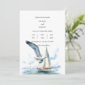 Segelboot Kreuzfahrt mit Seagull Ocean Wedding Einladung (Stehend Vorderseite)