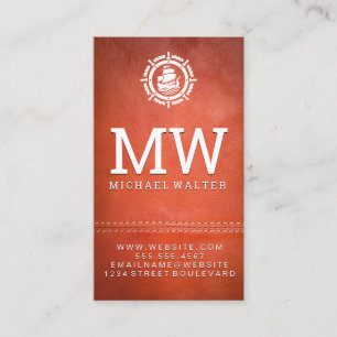 Segelboot-Logo   Leder   doppelt gestickt Visitenkarte