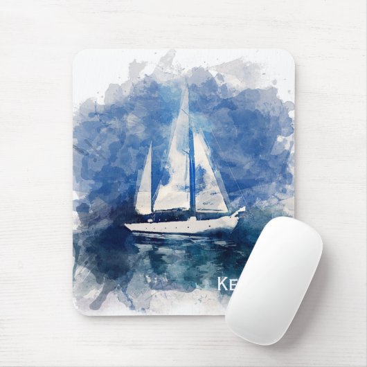 Segelboot Malerei Personalisierten Maus Pad Mousepad (Mit Mouse)