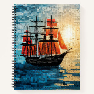 Segelboot Marine Art Deco Paint Notizblock