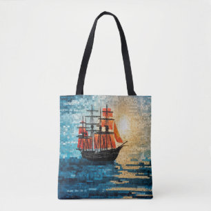 Segelboot Marine Art Deco Paint Tasche