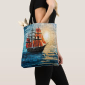 Segelboot Marine Art Deco Paint Tasche (Von Nahem)