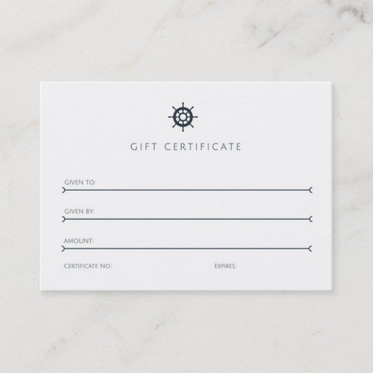 Segelboot-Marine-Blau-Geschäfts-Geschenkgutschein Rabattkarte (Vorderseite)