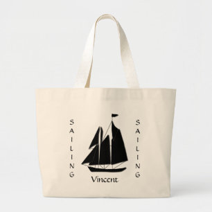 Segelboot Meer Silhouette Tote Bag Jumbo Stoffbeutel