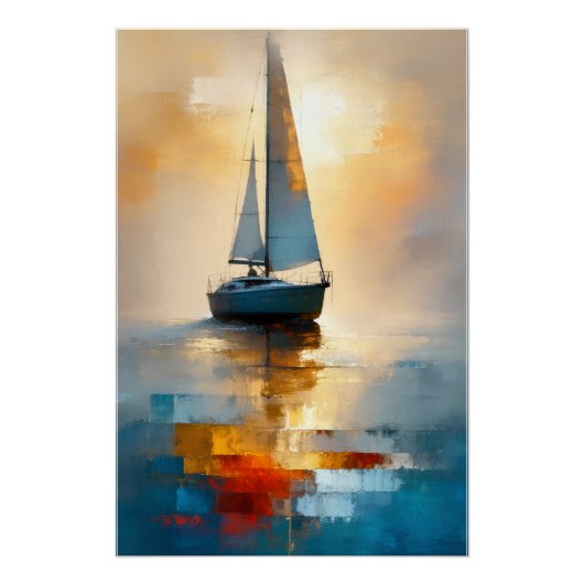 Segelboot-Meereslandschaft-Wandkunst Poster (Vorderseite)