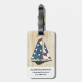 Segelboot mit amerikanischer Flagge Gepäckanhänger (Rückseite vertikal)