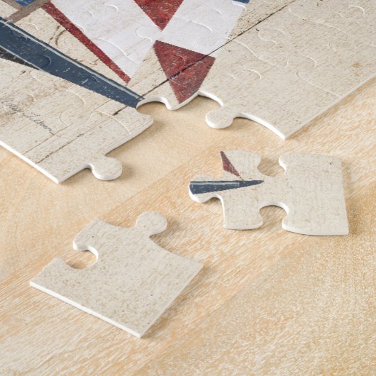 Segelboot mit amerikanischer Flagge Puzzle (Seite)