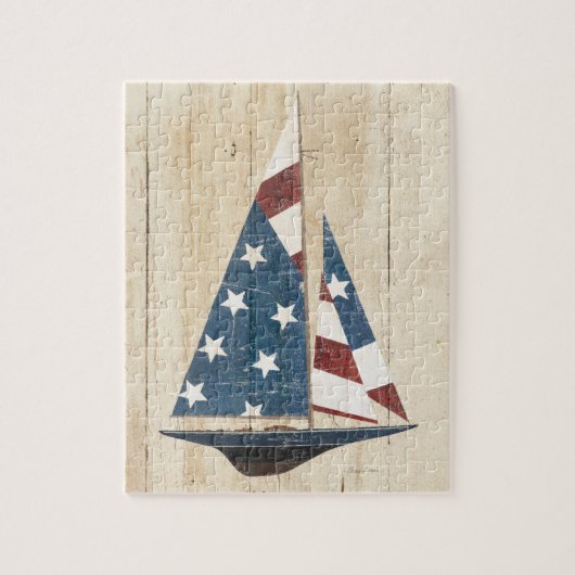 Segelboot mit amerikanischer Flagge Puzzle (Vertikal)