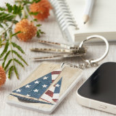 Segelboot mit amerikanischer Flagge Schlüsselanhänger (Vorderseite rechts)