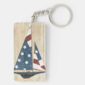 Segelboot mit amerikanischer Flagge Schlüsselanhänger (Rückseite)