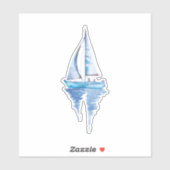 Segelboot mit Aquarellfarbe Aufkleber (Blatt)