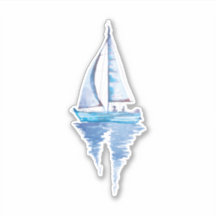 Segelboot mit Aquarellfarbe