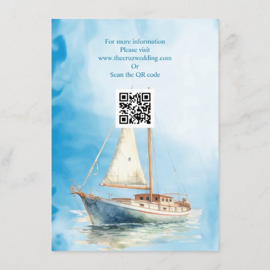 Segelboot mit Aquarellfarbe Begleitkarte (Rückseite)