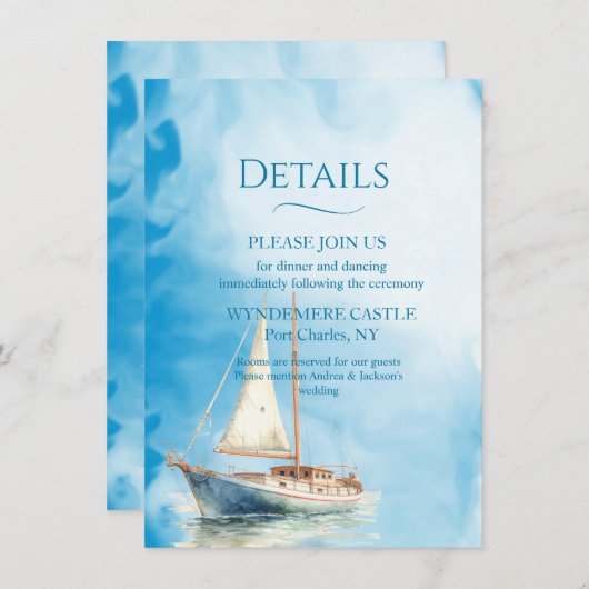 Segelboot mit Aquarellfarbe Begleitkarte (Vorne/Hinten)