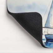 Segelboot mit Aquarellfarbe im Ozean Mousepad (Ecke)