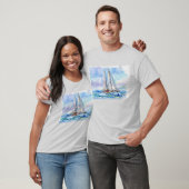 Segelboot mit Aquarellfarbe T-Shirt (Unisex)