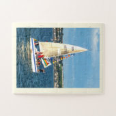 Segelboot mit Flaggen Puzzle (Horizontal)