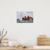 Segelboot mit Island Castle am Galvesee, Poster (Küche)