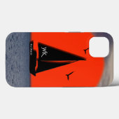 Segelboot mit Monogramm und Namen auf dem Boot Case-Mate iPhone Hülle (Rückseite (Horizontal))