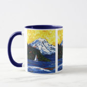 Segelboot mit Mt regnerischer Tasse (Links)