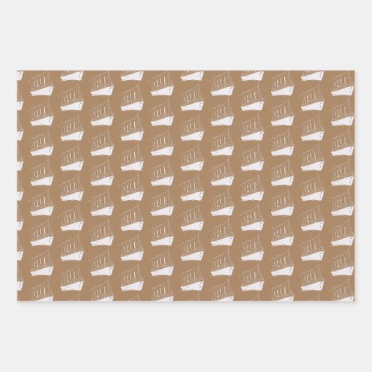 Segelboot mit nautischem Gold und Weißschiff Geschenkpapier Set (Vorderseite)