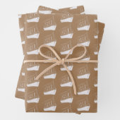 Segelboot mit nautischem Gold und Weißschiff Geschenkpapier Set (Beispiel)