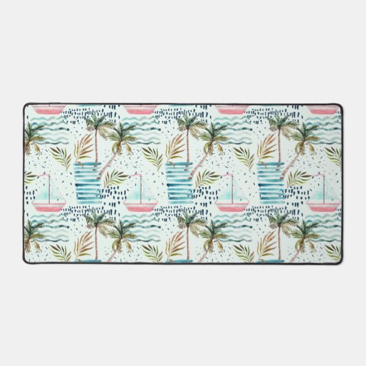 Segelboot mit Palm Tree Muster 2 Schreibtischunterlage (Vorderseite)