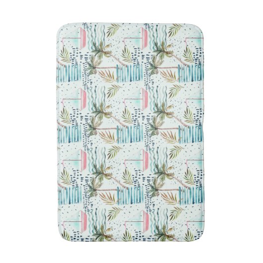 Segelboot mit Palmenbaummuster Badematte (Vorderseite Vertikal)