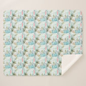 Segelboot mit Palmenbaummuster Sherpadecke (Vorderseite (Horizontal))