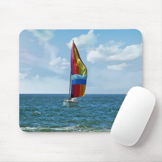Segelboot mit Rainbow Spinnaker Mousepad (Mit Mouse)