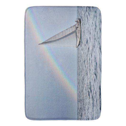 Segelboot mit Regenbogen Badematte (Vorderseite Vertikal)
