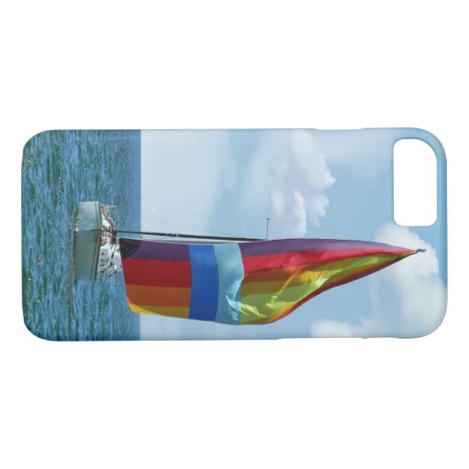 Segelboot mit Regenbogenspinnaker Case-Mate iPhone Hülle (Rückseite (Horizontal))