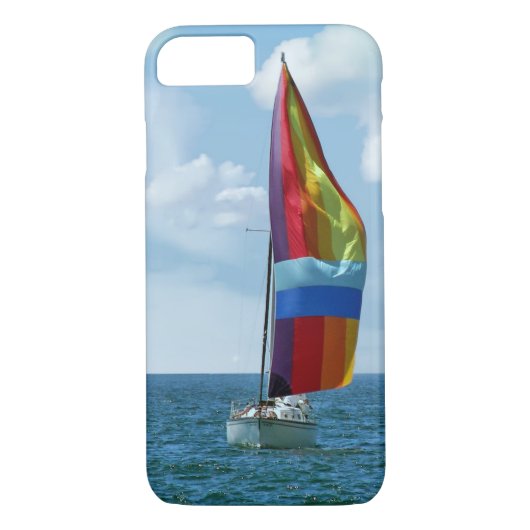 Segelboot mit Regenbogenspinnaker Case-Mate iPhone Hülle (Rückseite)